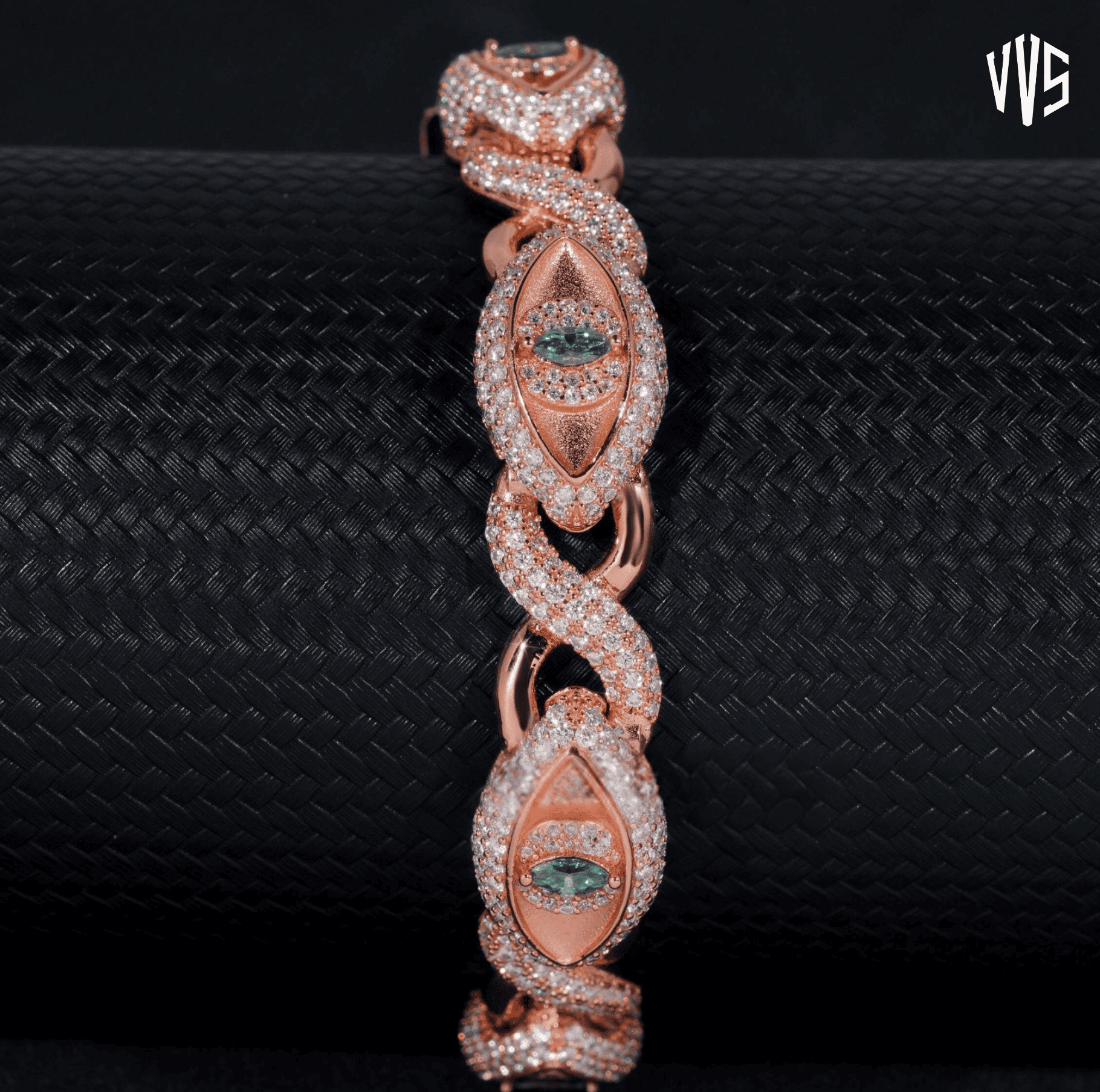 Evil Eye Infinity Link Cuban Bracelet 12mm (Pass Diamond) – VVS CULTURE